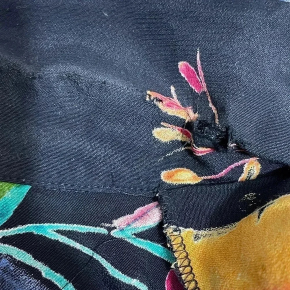 Vtg Coldwater Creek Button Shirt Black Multi Wildlife Art to Wear Sz PL Petite - Picture 4 of 7